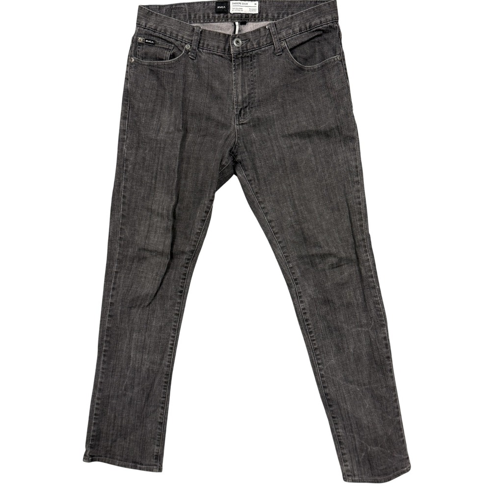 RVCA Daggers Denim Jeans Mens 34x30‎ Gray Medium Wash Skinny Slim Stretch Denim